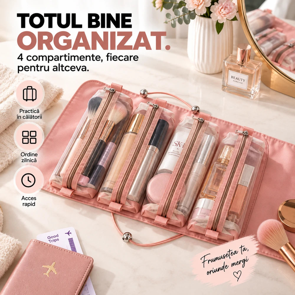 Organizator Cosmetic Impermeabil 4-în-1 pentru Călătorii