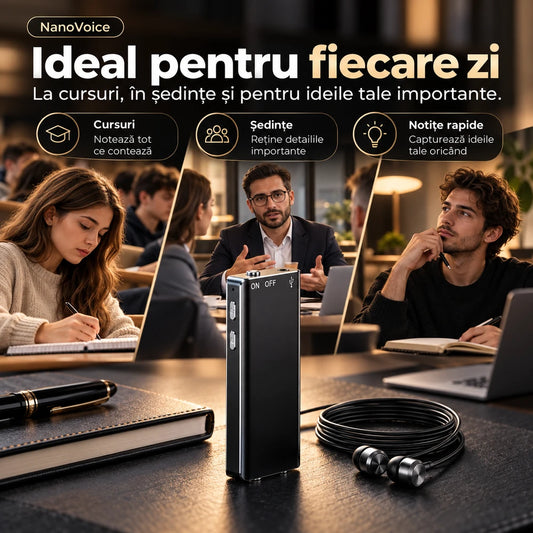 Mini Reportofon Inteligent NanoVoice – Memoria Ta Infailibilă & Martorul Tău Tăcut