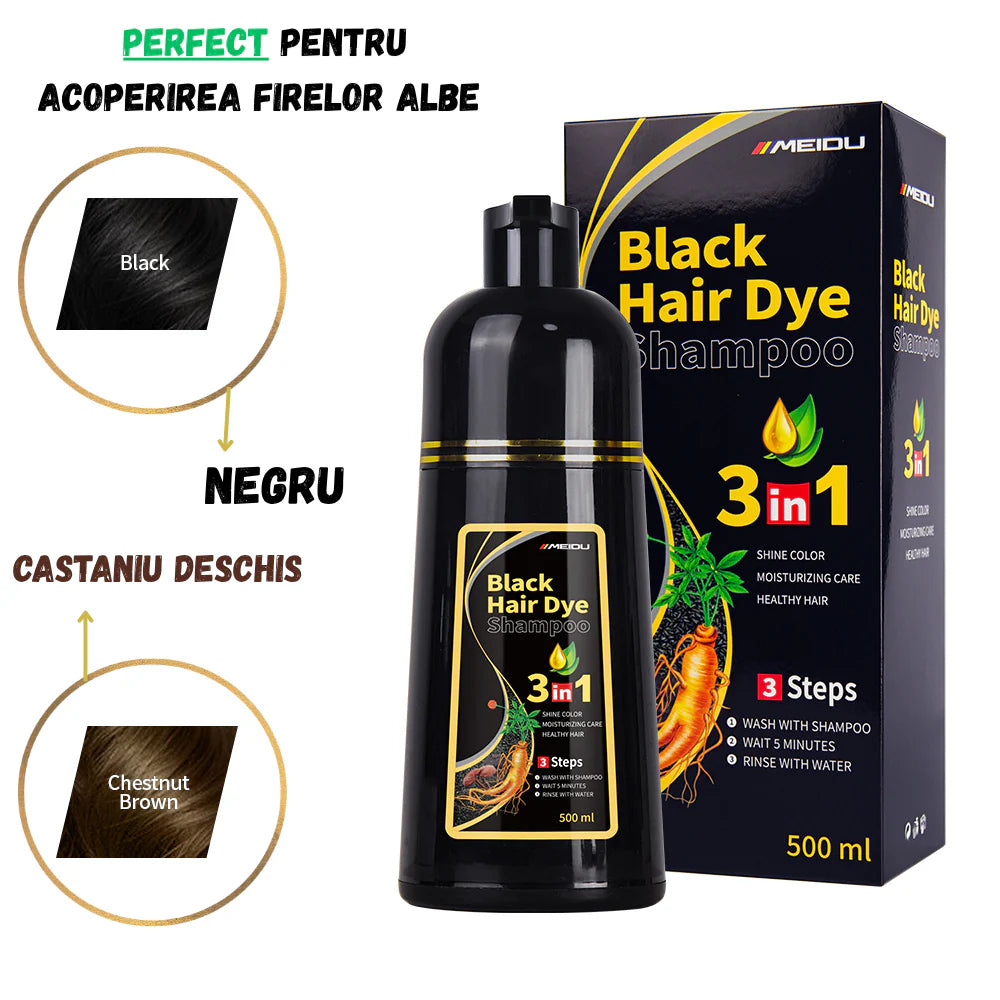 Șampon BlackHairDye™ - Firele albe sunt o amintire!